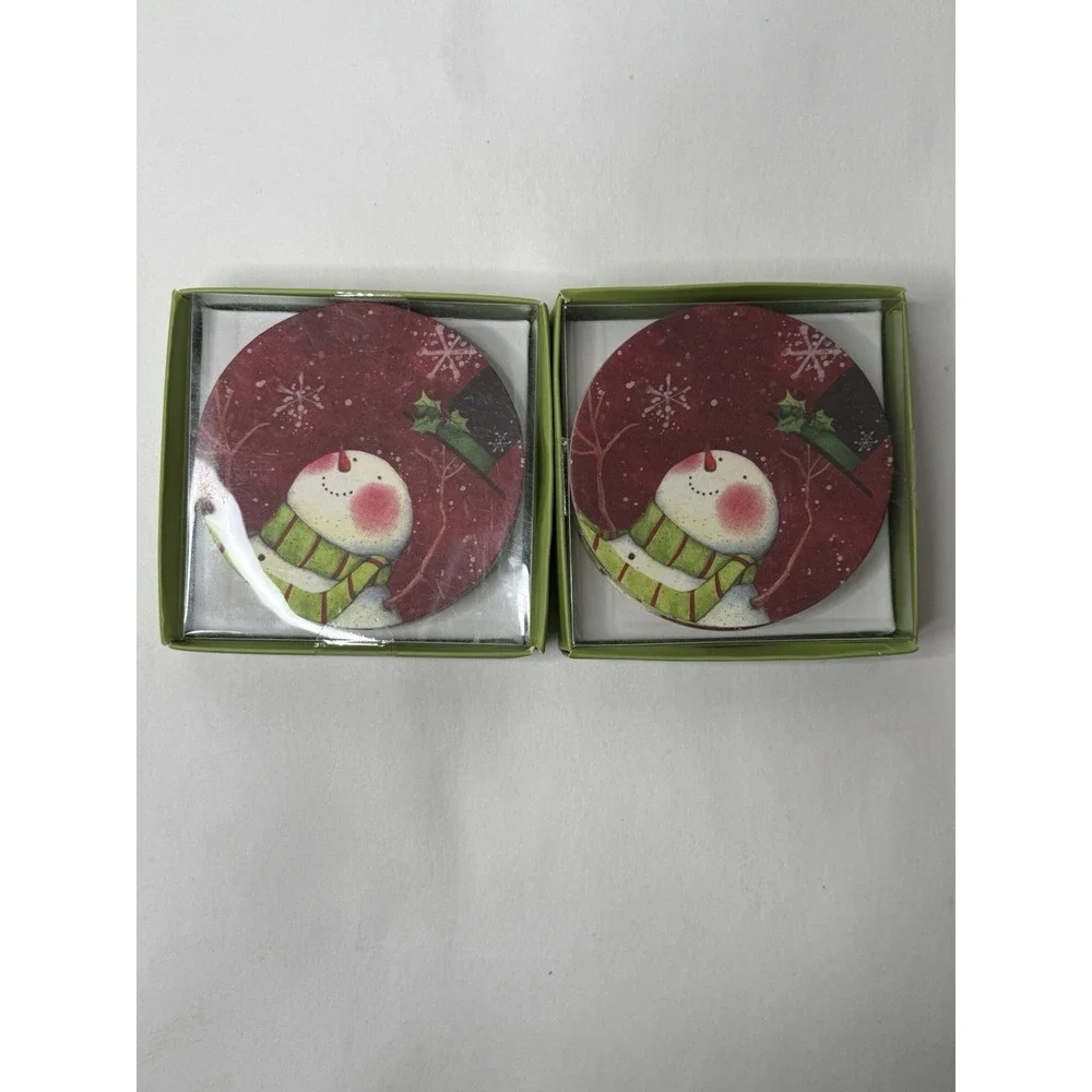 C. R.‎ Gibson Paper Coasters Set Of 8 Snowman Christmas Snowflake Winter Drinks